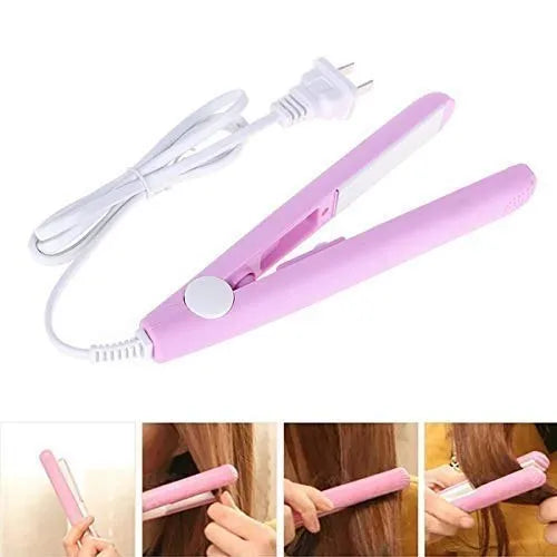 Mini Hair Straightener Curling Wand Curly Ceramic Curler Straight Dual Purpose Hair Styling 2 in 1