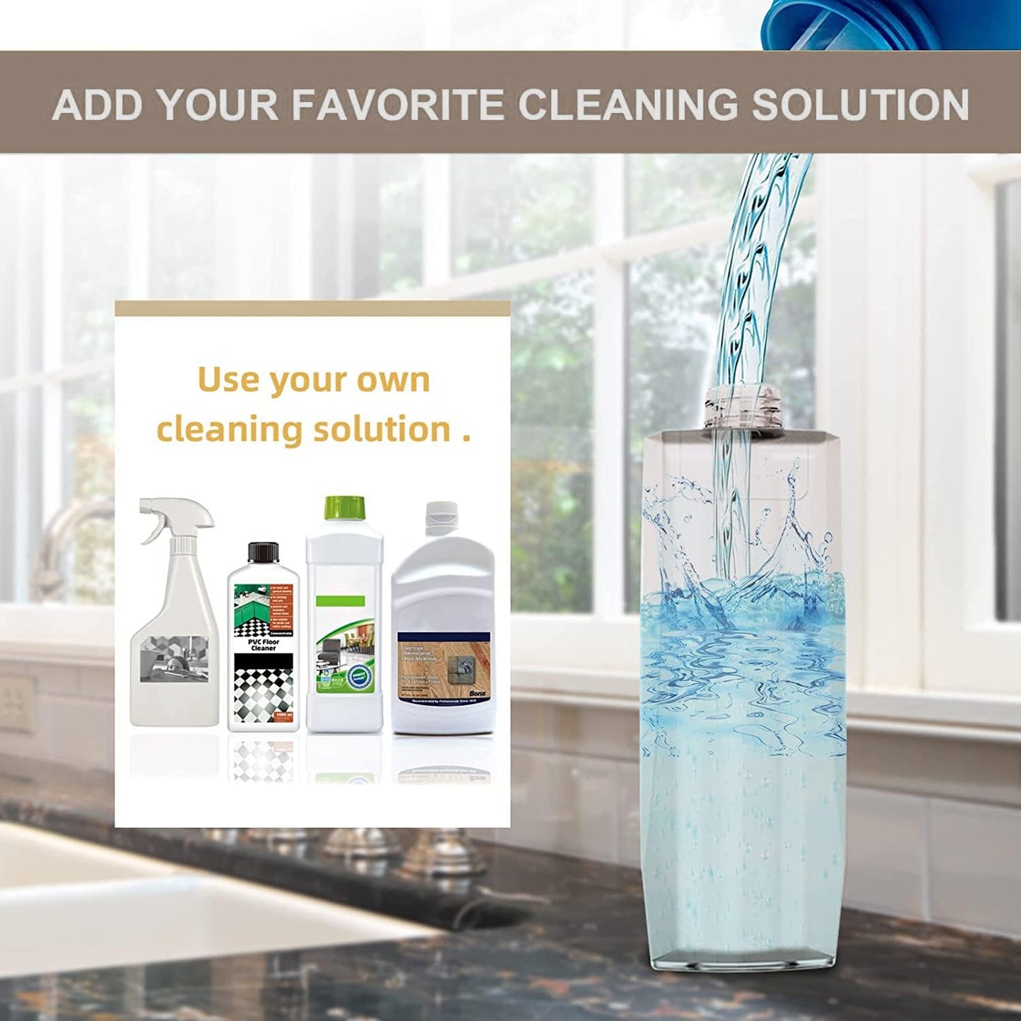 Beyoco Microfiber Spray Mop for Floor Cleaning with Washable Pads and Sprayer - 360° Rotation, Long Handle, 400ml Refillable Bottle