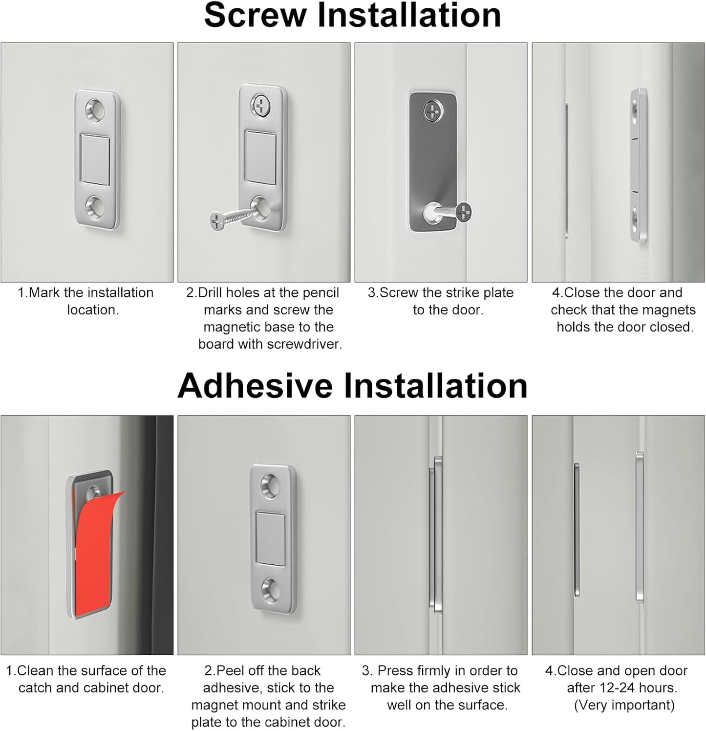 Magnetic Door Catch - Ultra Thin Cabinet Door Magnetic Catch for Drawer Magnets Adhesive Cabinet Latch Magnetic Closures