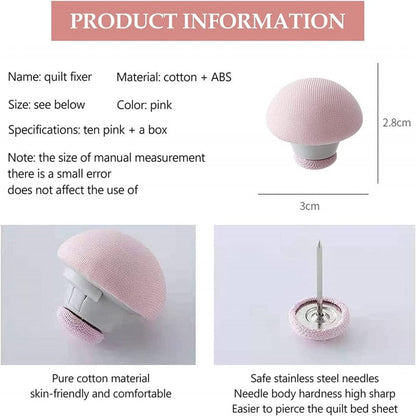 Mushroom Bed Clip, Blanket Buckles Bed Sheet Fixator Gripper, Double Press Bedspread Holder, Fall-proof Sheet Fastener Clip, Comforter Clips Quilt Holder Fixator, Bedroom Duvet Fixing Holder Quilt Cover Pinso