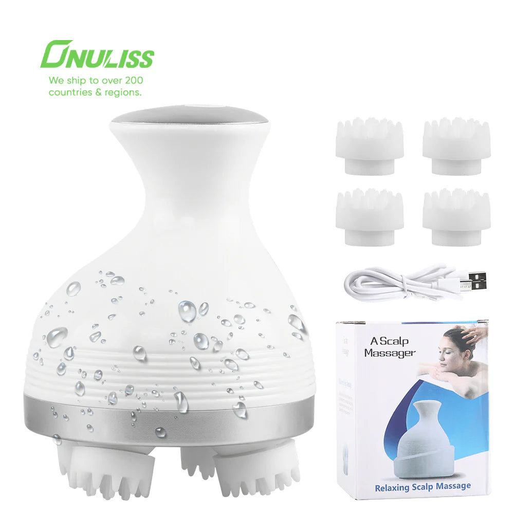 Hair Scalp Massager Rechargeable 3D Head Massager Machine | Electric Head Massager Handheld Rotating Massager Hair Massager for Hair Growth | Cordless Head Scalp Massager and Muscle Relaxer | Electric Head Scalp Massager Machine Deep Muscle Relaxation