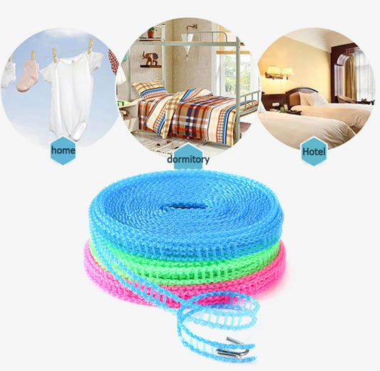 Buy 1 Get 2 Free Offer 3 Pcs Wind Proof Non Slip Nylon Hanging Drying Rope Clothes washing line with full size of 5 Meters in Rs 799