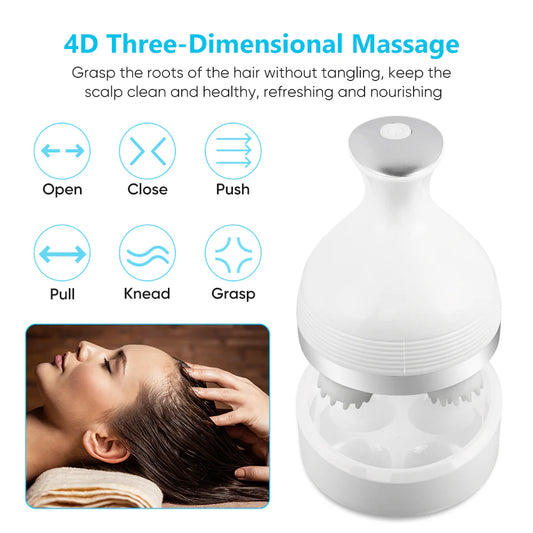 Hair Scalp Massager Rechargeable 3D Head Massager Machine | Electric Head Massager Handheld Rotating Massager Hair Massager for Hair Growth | Cordless Head Scalp Massager and Muscle Relaxer | Electric Head Scalp Massager Machine Deep Muscle Relaxation