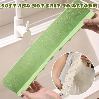 Silicone Sink Splash Guard With Suction Cup Anti-Splash Barrier For Kitchen Basin Waterproof Splatter Stopper Board