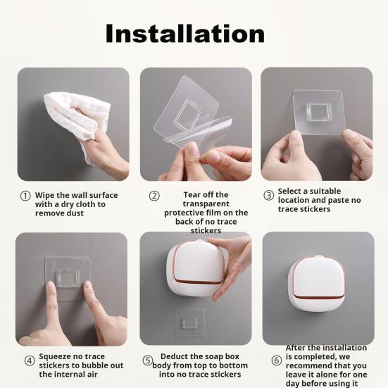 Yousheng Self Draining Soap Holder Strong Load-bearing Easy To Install Bathroom Wall Mounted Soap Box Tray Container