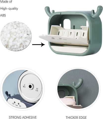 Wall-Mounted Deer-Shaped Soap Box with Flip Drain and Tray. Elevate your bathroom with this charming and practical addition. Keep your soap dry and your countertop tidy