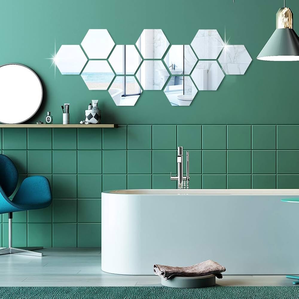 6x Acrylic Hexagon wall Decor Mirror