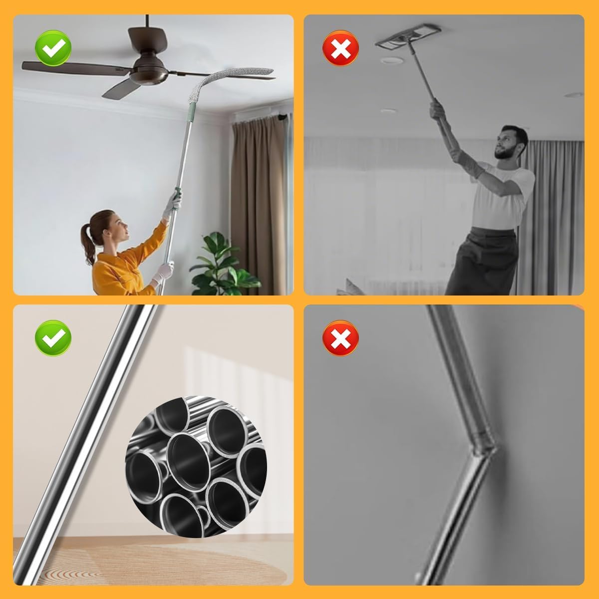 AURUZA PREMIUM Gap Dust Cleaners, Extendable Microfiber Dusters with Bendable & Removable Heads, Washable Brushes for Home, Kitchen, Car, Hard-to-Reach Areas