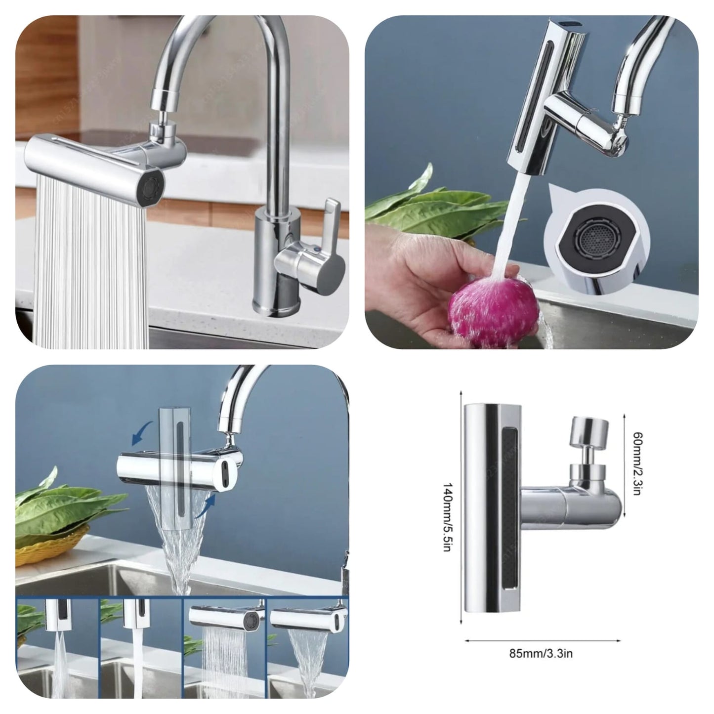 Kitchen Faucet - 4 in 1 360° Swivel Faucet Waterfall Faucet 4 Function Water Saving Kitchen Sink Faucet Bathroom Faucet