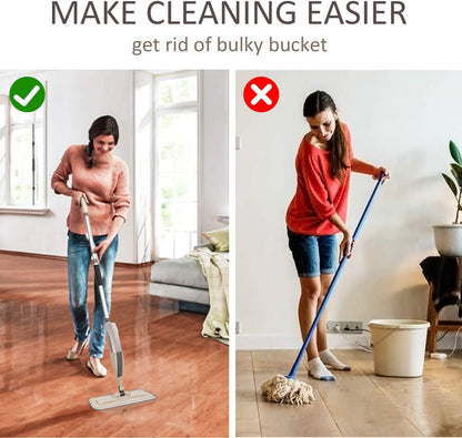Beyoco Microfiber Spray Mop for Floor Cleaning with Washable Pads and Sprayer - 360° Rotation, Long Handle, 400ml Refillable Bottle