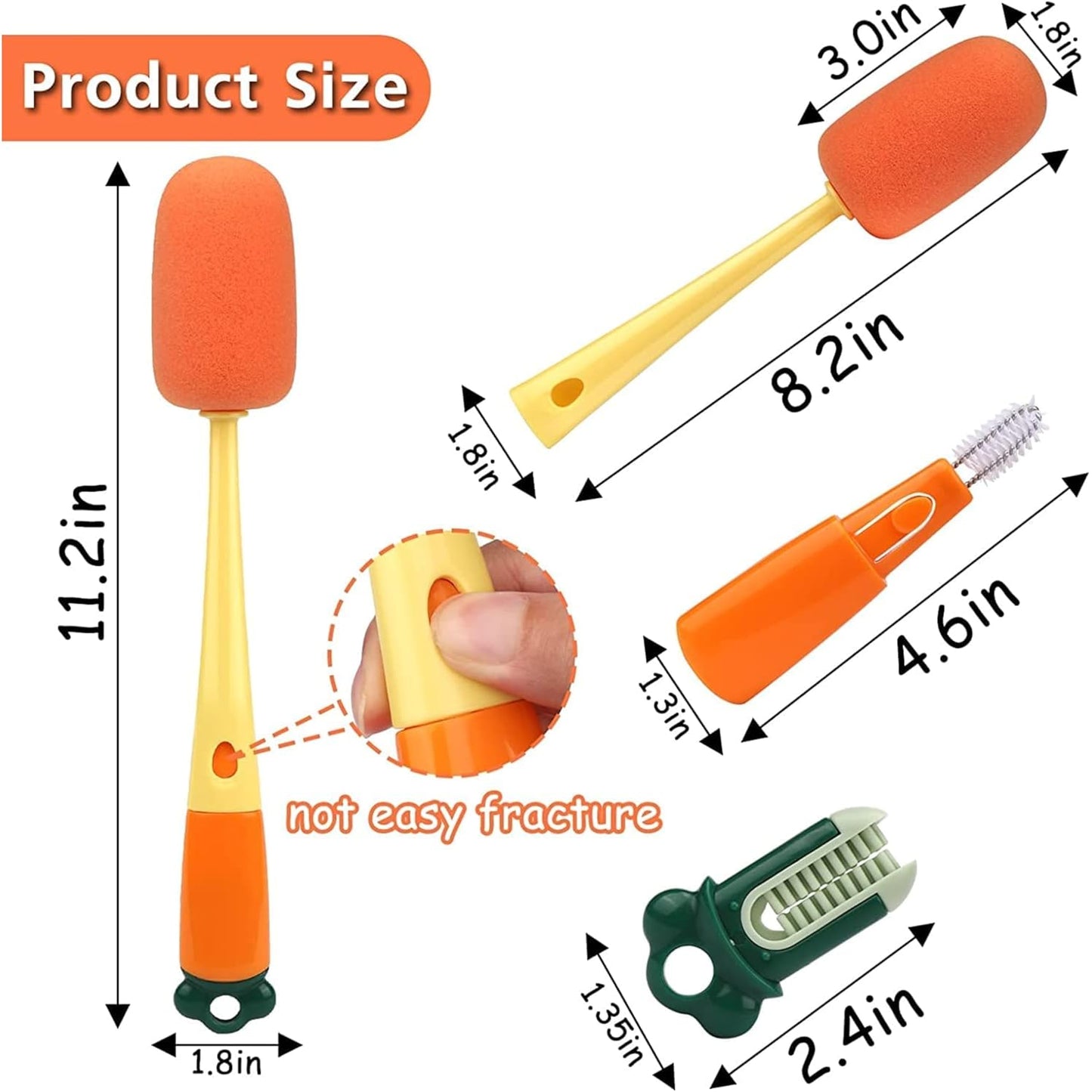 3-in-1 Multifunctional cleaning brush Detachable Sponge cleaning brush U-shaped silicone Groove Cleaning tool Thermos Cup brush