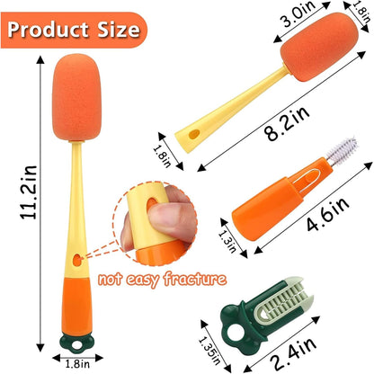 3-in-1 Multifunctional cleaning brush Detachable Sponge cleaning brush U-shaped silicone Groove Cleaning tool Thermos Cup brush
