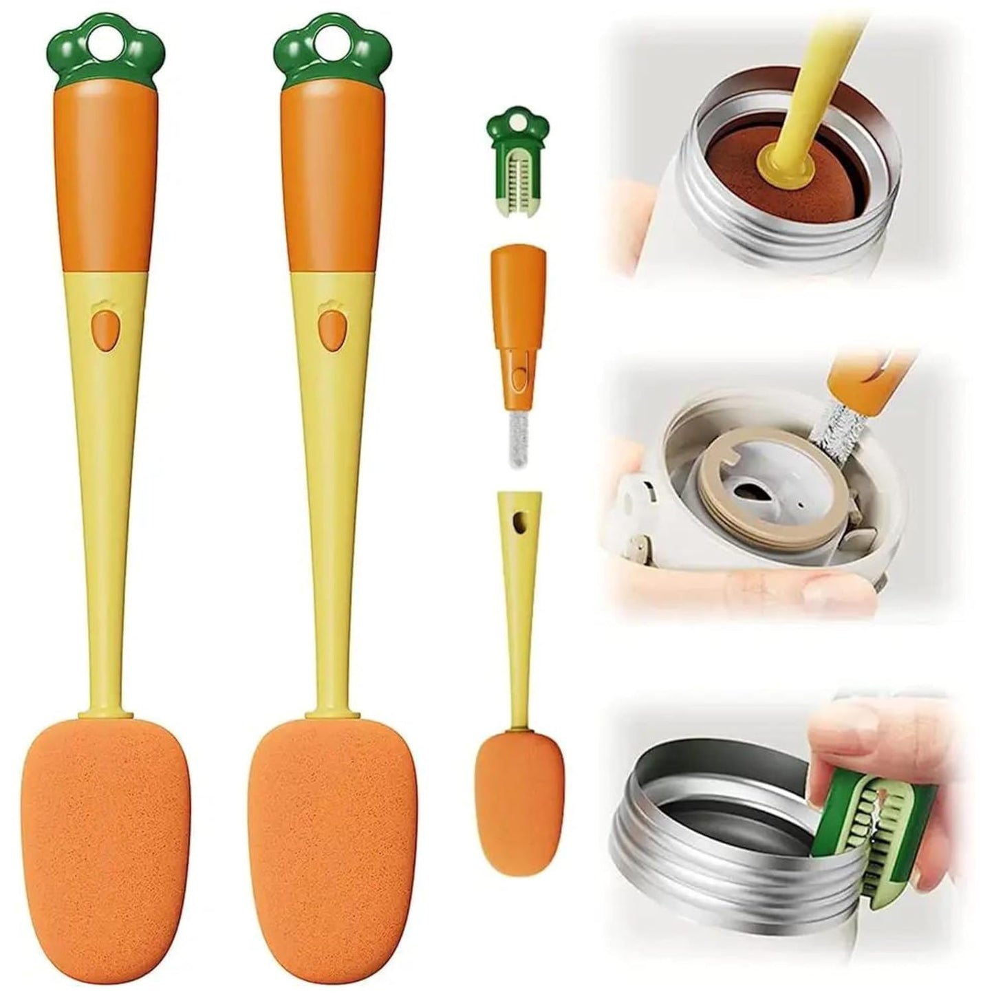 3-in-1 Multifunctional cleaning brush Detachable Sponge cleaning brush U-shaped silicone Groove Cleaning tool Thermos Cup brush