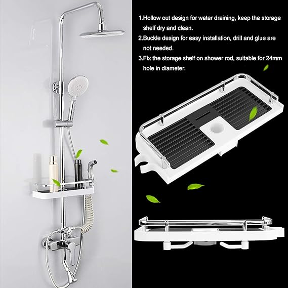 Adhesive Shower Shelf with Soap Holder – Tool-Free Installation for Modern Bathrooms