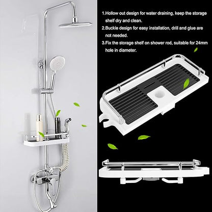 Adhesive Shower Shelf with Soap Holder – Tool-Free Installation for Modern Bathrooms