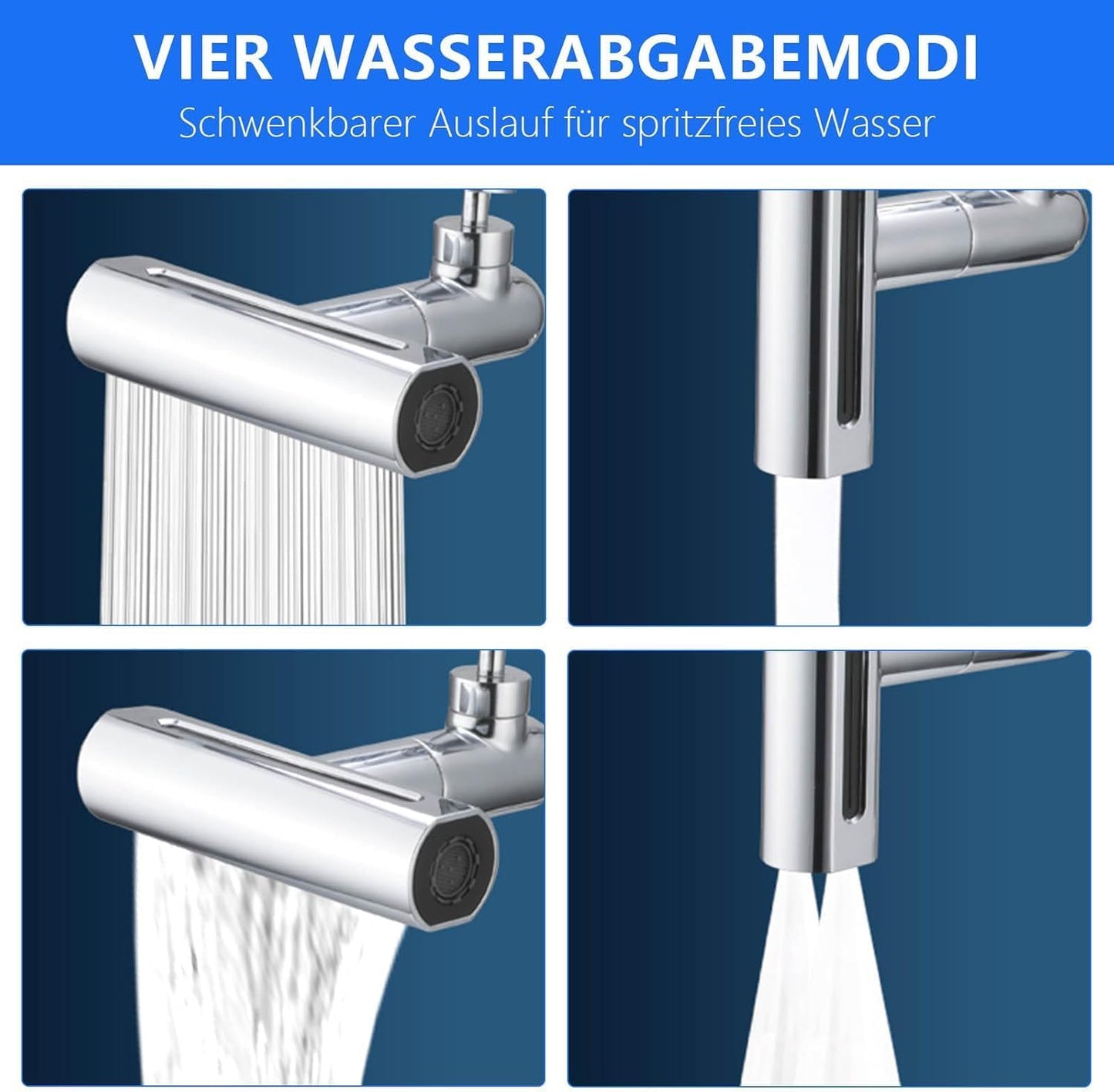 Kitchen Faucet - 4 in 1 360° Swivel Faucet Waterfall Faucet 4 Function Water Saving Kitchen Sink Faucet Bathroom Faucet