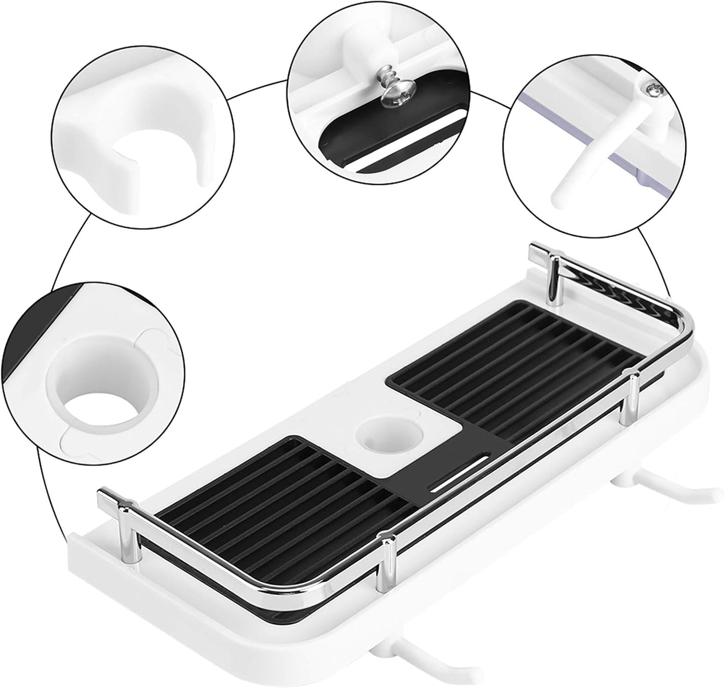 Adhesive Shower Shelf with Soap Holder – Tool-Free Installation for Modern Bathrooms