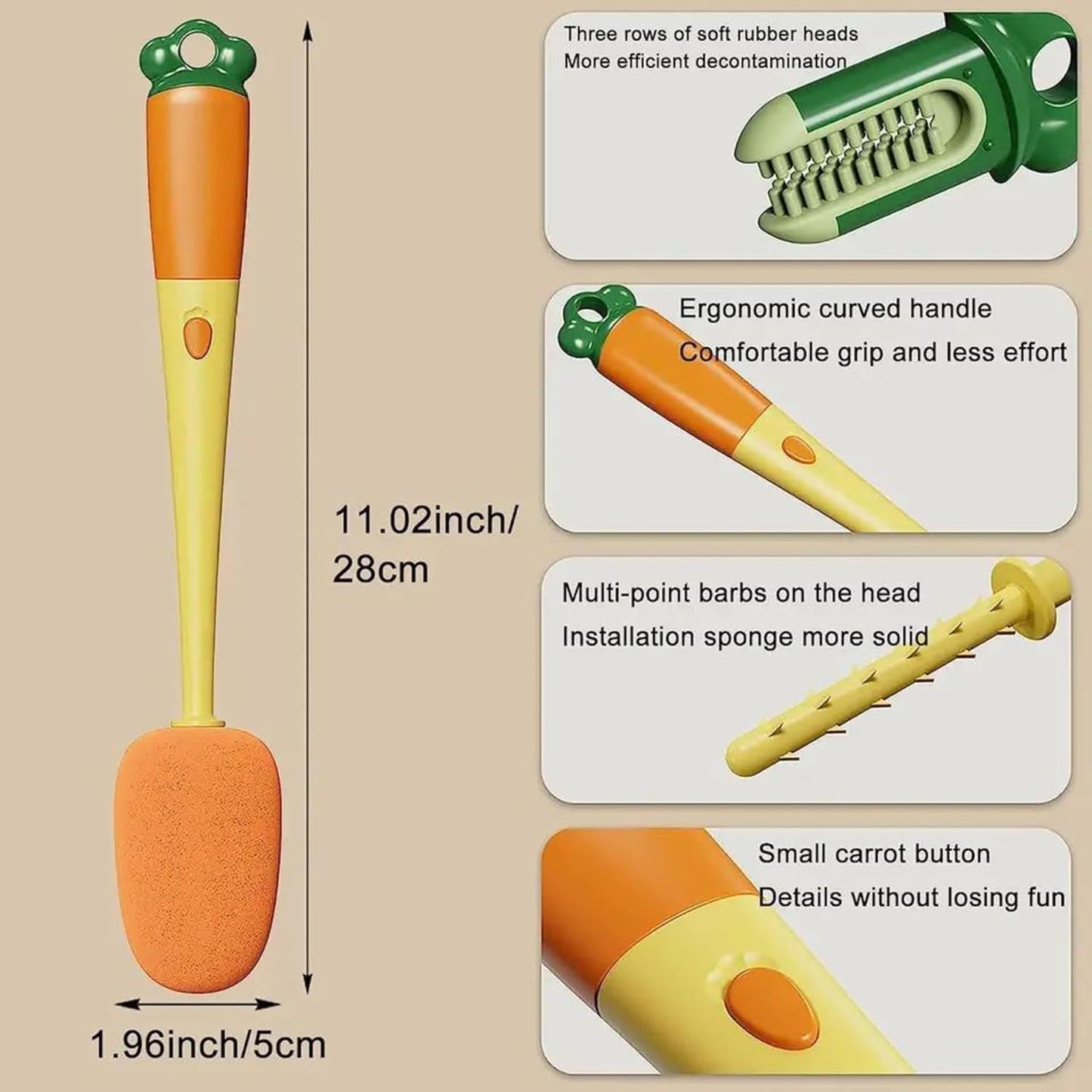 3-in-1 Multifunctional cleaning brush Detachable Sponge cleaning brush U-shaped silicone Groove Cleaning tool Thermos Cup brush