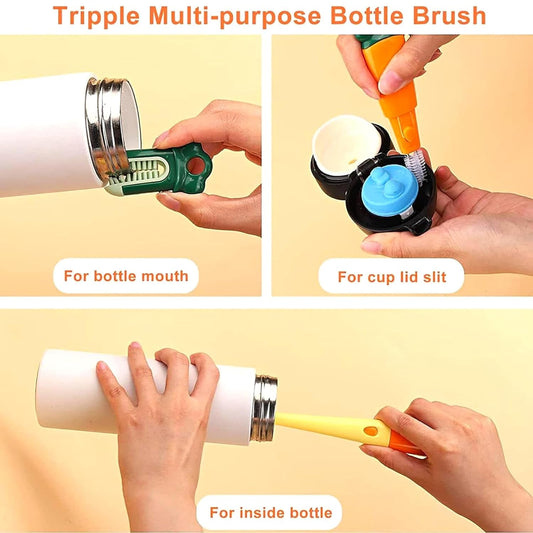3-in-1 Multifunctional cleaning brush Detachable Sponge cleaning brush U-shaped silicone Groove Cleaning tool Thermos Cup brush