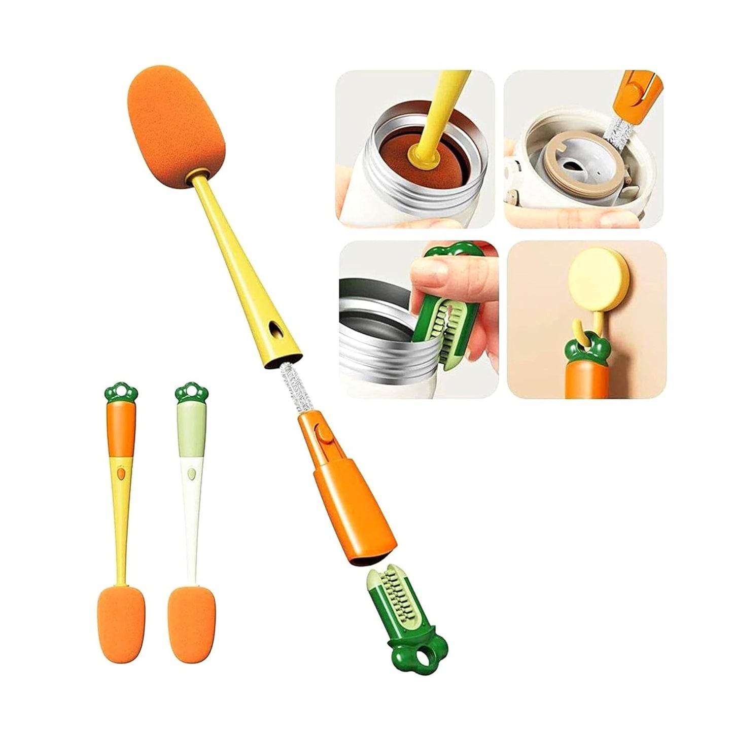3-in-1 Multifunctional cleaning brush Detachable Sponge cleaning brush U-shaped silicone Groove Cleaning tool Thermos Cup brush