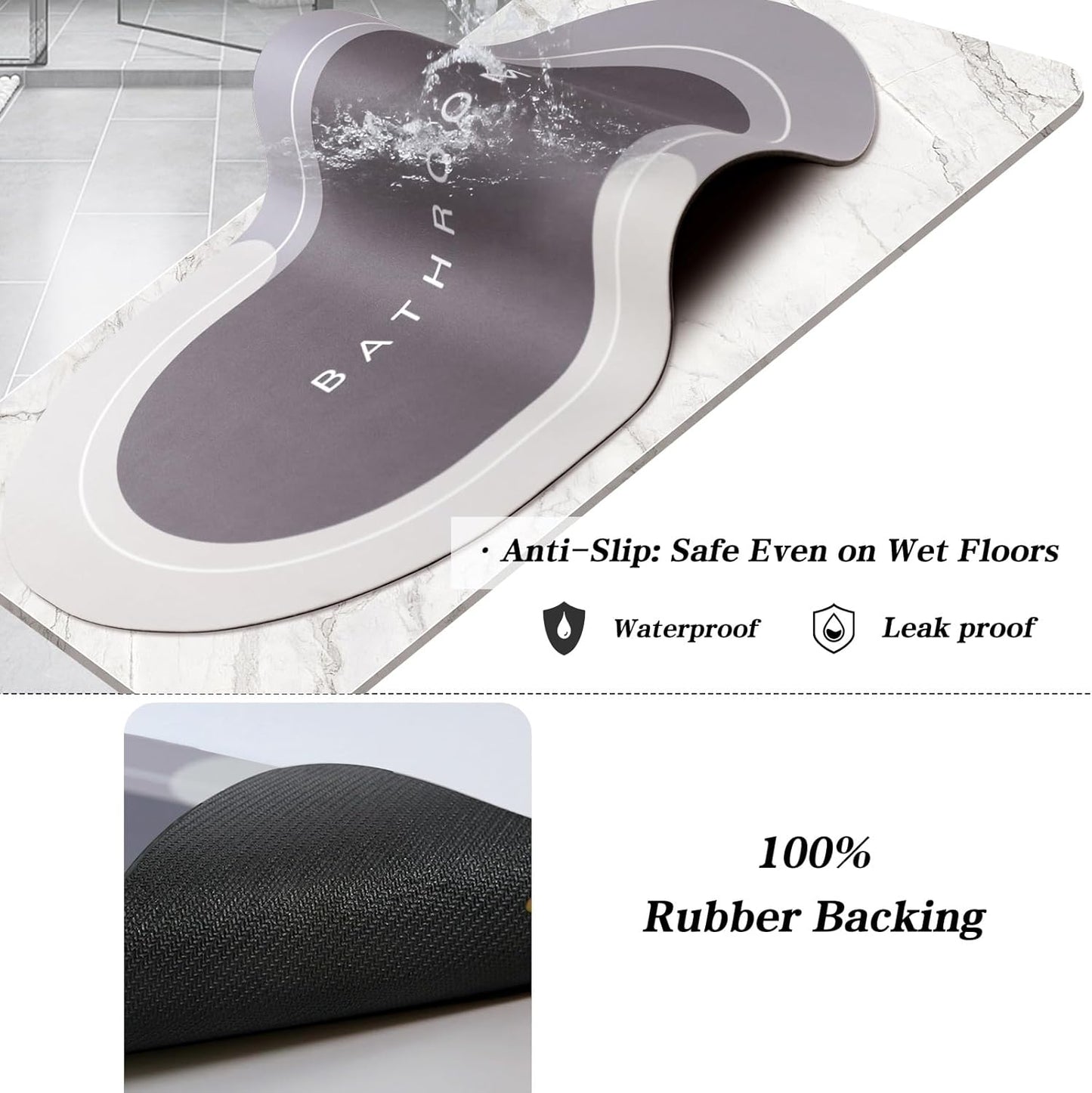 Bathroom Non-slip Mat Absorbent Floor Mats Home Kitchen Shower Room Bathtub Rug Quick Drying Entrance Door Memory Foam Pads