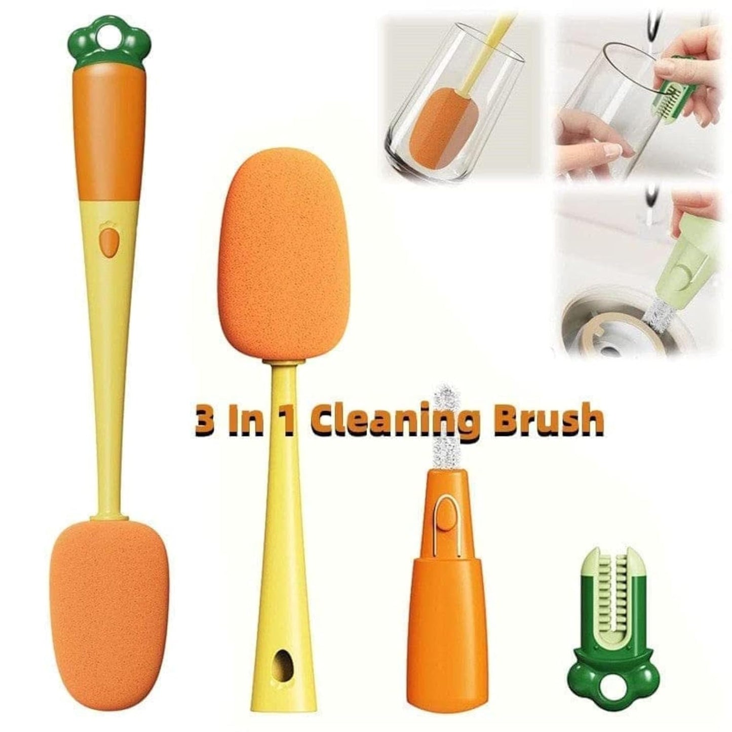 3-in-1 Multifunctional cleaning brush Detachable Sponge cleaning brush U-shaped silicone Groove Cleaning tool Thermos Cup brush