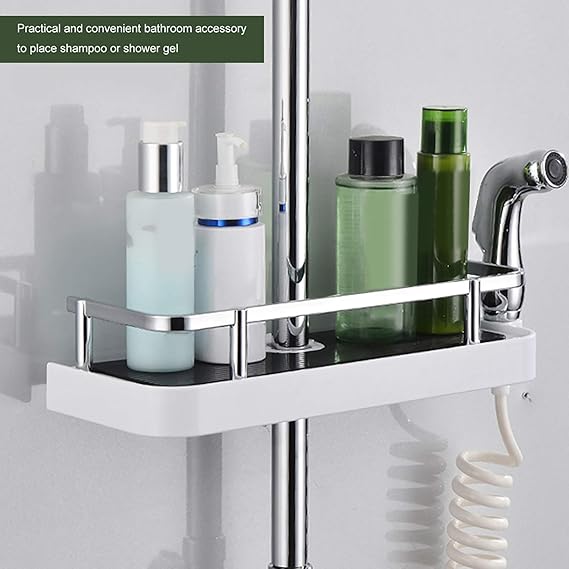 Adhesive Shower Shelf with Soap Holder – Tool-Free Installation for Modern Bathrooms