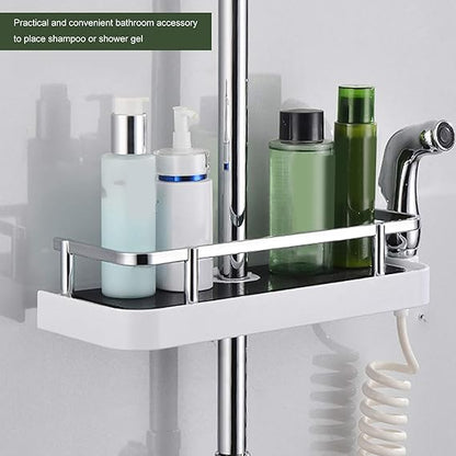 Adhesive Shower Shelf with Soap Holder – Tool-Free Installation for Modern Bathrooms