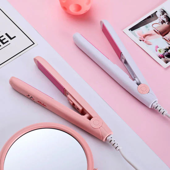 Mini Hair Straightener Curling Wand Curly Ceramic Curler Straight Dual Purpose Hair Styling 2 in 1