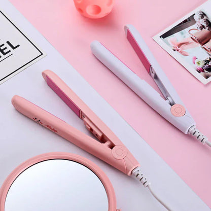 Mini Hair Straightener Curling Wand Curly Ceramic Curler Straight Dual Purpose Hair Styling 2 in 1