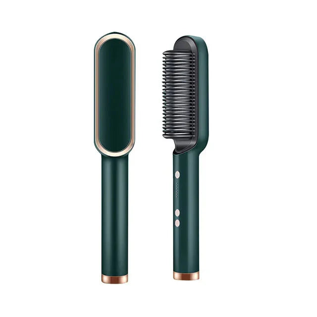 2 in 1 Hair Straightener Hot Comb Curling Iron Multi-speed Electric Straightening Comb Curling Iron Hair Brush