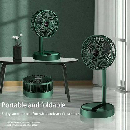 Folding Telescopic Fan USB Rechargeable Floor Fan for Student Dormitory Home Outdoor Camping Office Desktop