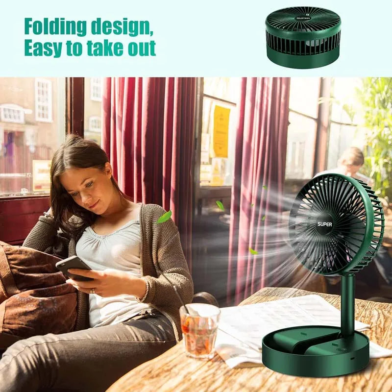Folding Telescopic Fan USB Rechargeable Floor Fan for Student Dormitory Home Outdoor Camping Office Desktop