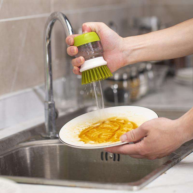 Dish Washing Brush With Liquid Soap Dispenser
