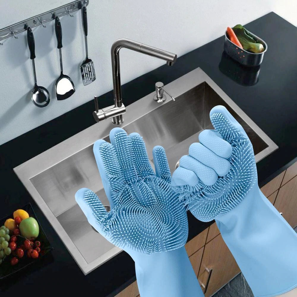 Silicone Dishwashing Gloves Multifunctional Household Gloves Cleaning Kitchen