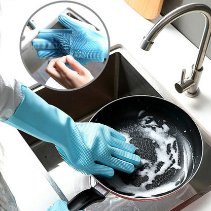 Silicone Dishwashing Gloves Multifunctional Household Gloves Cleaning Kitchen