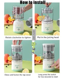 Electric Citrus Juicer, Rechargeable Juicer Machine with USB Cable and  Touch Button, Automatic Orange Lime Lemon Grapefruit Squeezer, Easy to Clean Portable Juicer, White