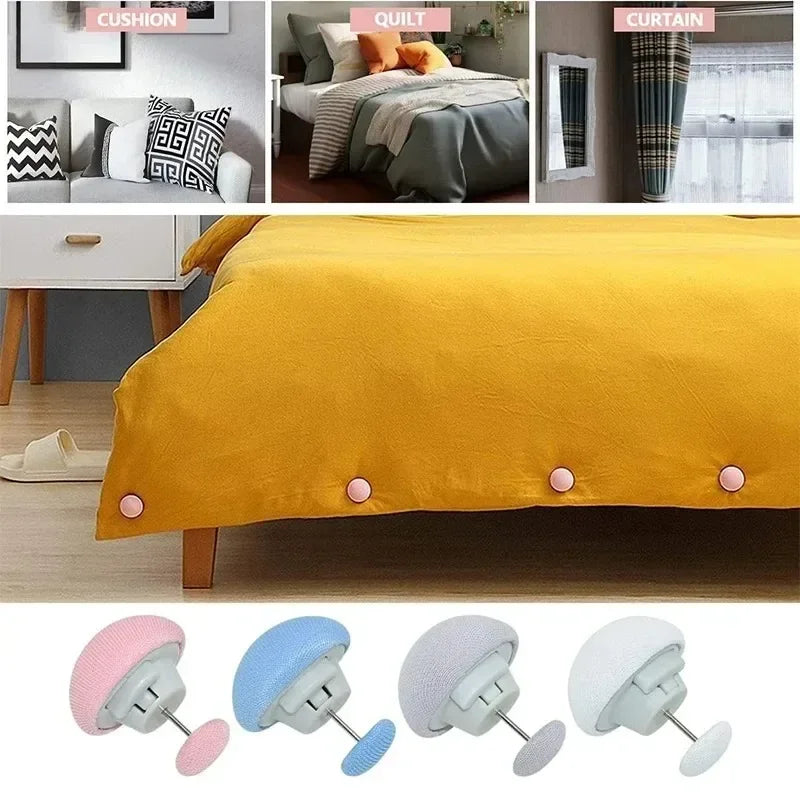 Mushroom Bed Clip, Blanket Buckles Bed Sheet Fixator Gripper, Double Press Bedspread Holder, Fall-proof Sheet Fastener Clip, Comforter Clips Quilt Holder Fixator, Bedroom Duvet Fixing Holder Quilt Cover Pinso