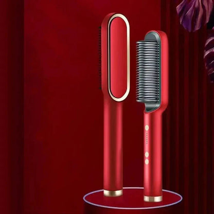 2 in 1 Hair Straightener Hot Comb Curling Iron Multi-speed Electric Straightening Comb Curling Iron Hair Brush