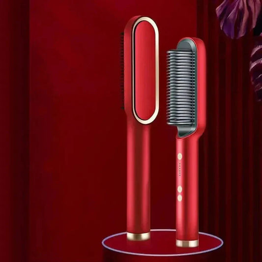 2 in 1 Hair Straightener Hot Comb Curling Iron Multi-speed Electric Straightening Comb Curling Iron Hair Brush