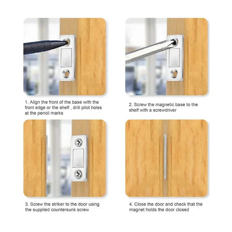 Magnetic Door Catch - Ultra Thin Cabinet Door Magnetic Catch for Drawer Magnets Adhesive Cabinet Latch Magnetic Closures