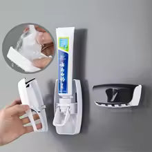 MENGNI Automatic Toothpaste Dispenser Wall Mount Dust-proof Toothbrush Holder Wall Mount Bathroom Accessories Set Squeezer