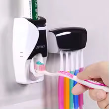 MENGNI Automatic Toothpaste Dispenser Wall Mount Dust-proof Toothbrush Holder Wall Mount Bathroom Accessories Set Squeezer