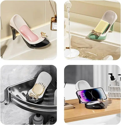 High Heel Shape Soap Holder, Bathroom Countertop Soap Box, Space Saving Shoe Soap Dish