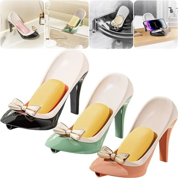 High Heel Shape Soap Holder, Bathroom Countertop Soap Box, Space Saving Shoe Soap Dish