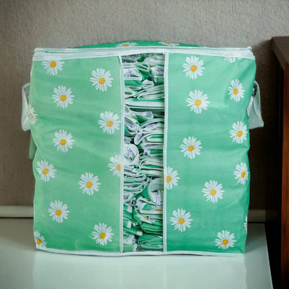 ( Pack of 4 )Premium Flower Printed Clothing Storage Bags