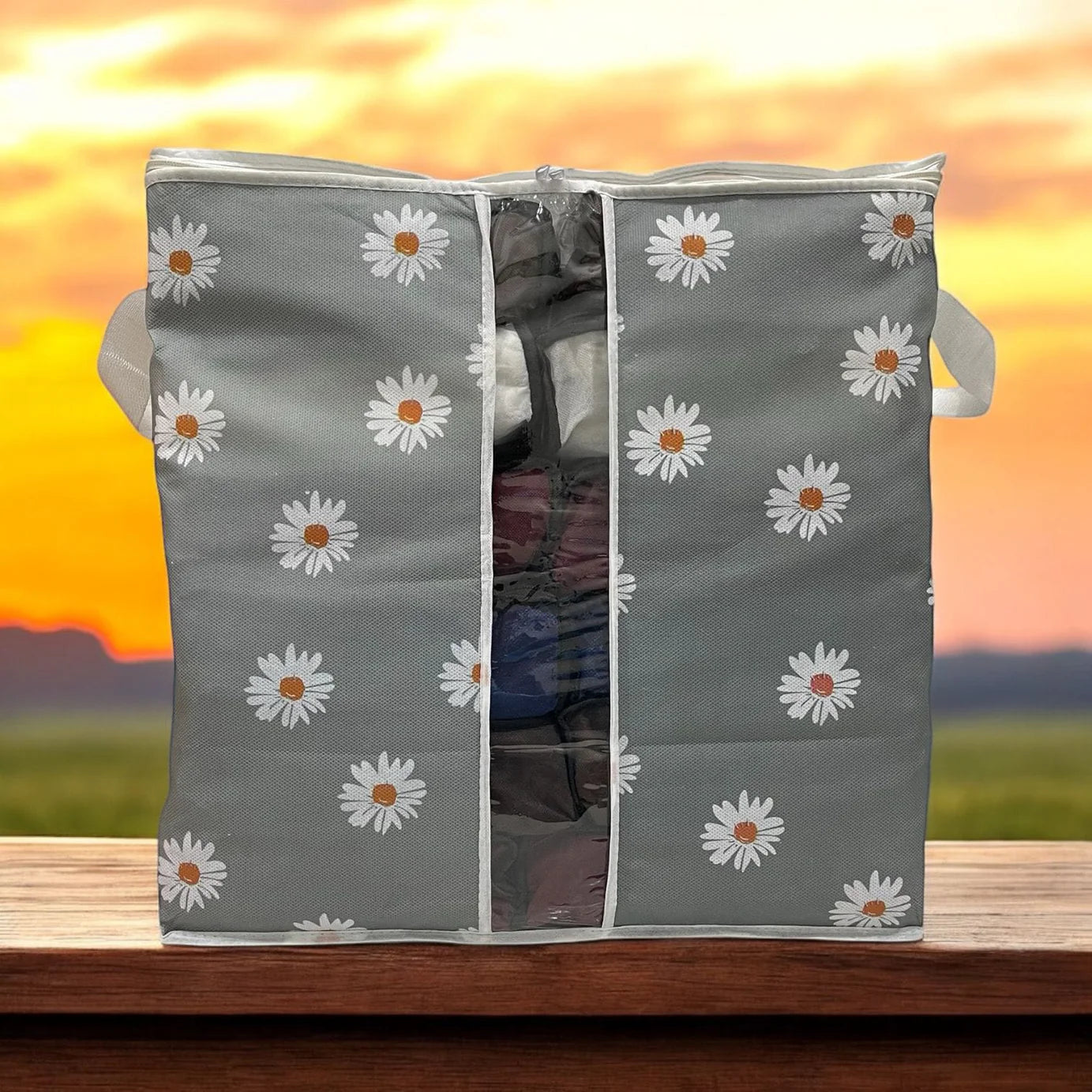 ( Pack of 4 )Premium Flower Printed Clothing Storage Bags