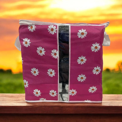 ( Pack of 4 )Premium Flower Printed Clothing Storage Bags