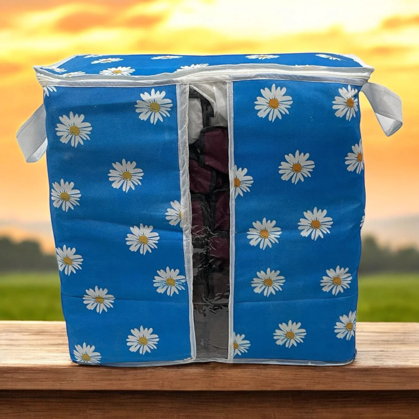 ( Pack of 4 )Premium Flower Printed Clothing Storage Bags