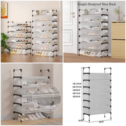 Premium Quality Stainless Steel 5 Layers Dustproof Shoes Rack